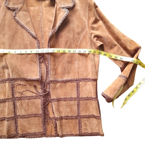 Outbrook Suede Leather Patchwork Shacket Jacket Women's Medium - Picture 16 of 16